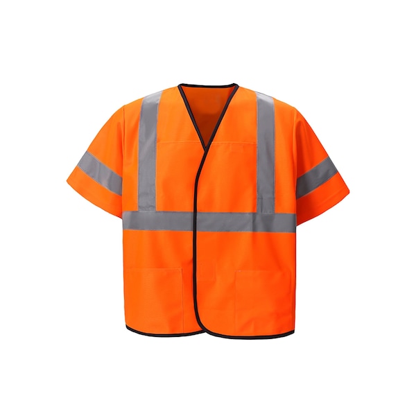 2W International Lightweight Safety Vest w/Sleeves M Class 3 U Back, , Hook and Loop 3 Pockets EN333C-3 S/M - main